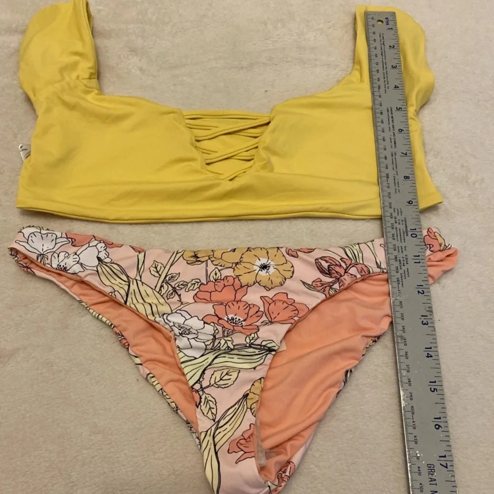 Dippin' Daisy's Yellow Crisscross Bikini with Floral Bottom